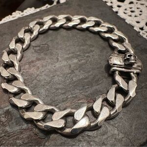 EMANUELE BICOCCHI Sterling Silver Skull Chain Bracelet - 44.50gram!